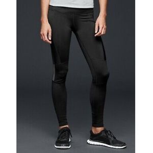 Gap GapFit GFast Reflective Moto Leggings Running Workout Fleece Lined Black S